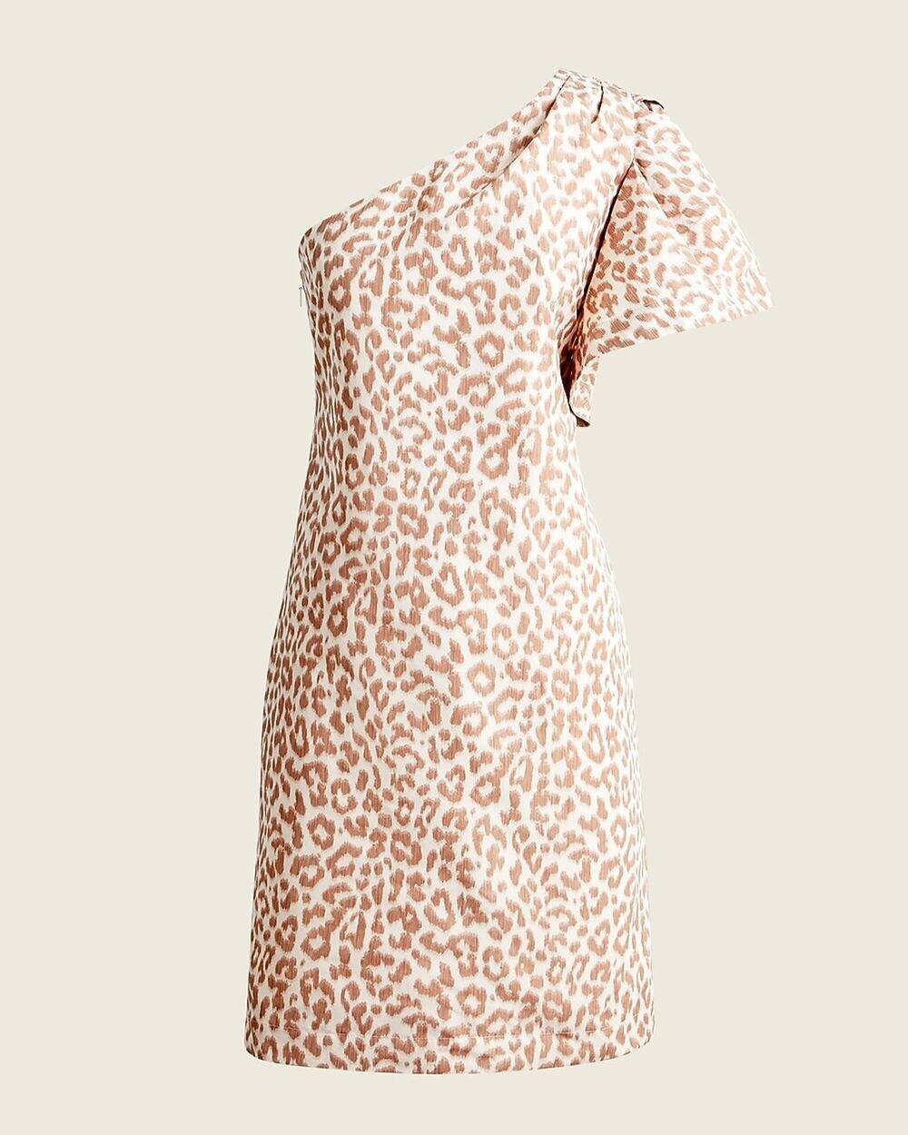 J.CREW NWT One Shoulder Ruffle Dress in Italian Ikat Leopard Size 12